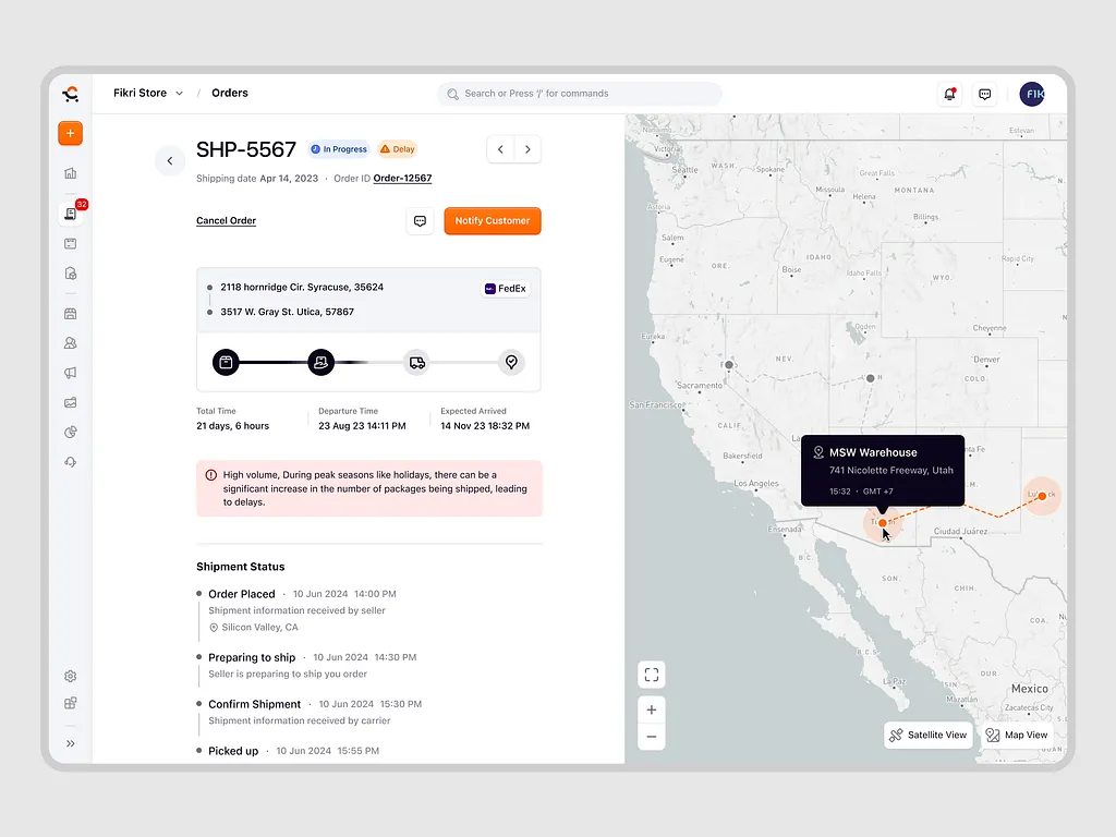 Custom order management system developed by Striders Tech for seamless order processing